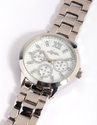 Rhodium Marble Diamante Watch - link has visual effect only