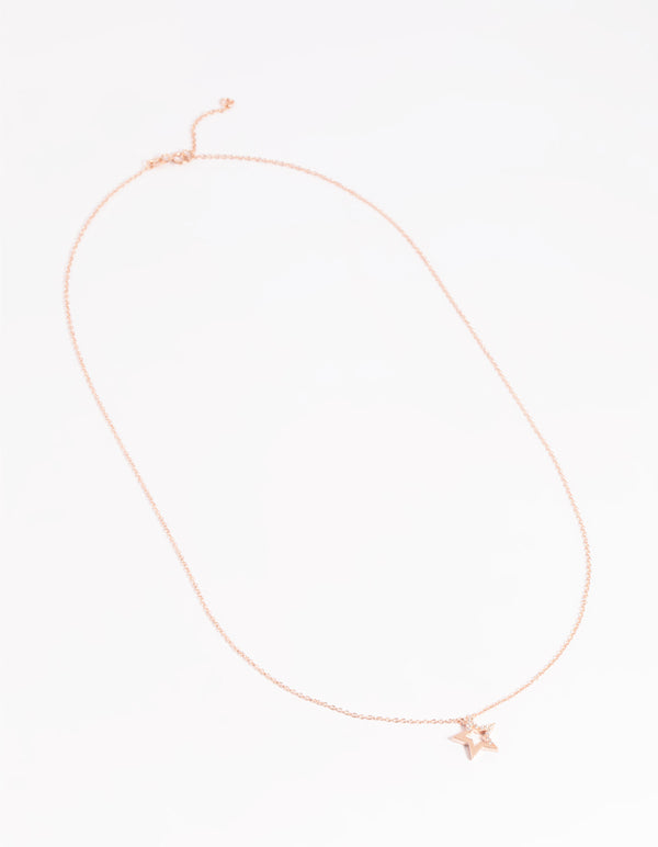 Rose Gold Plated Sterling Silver Star Necklace