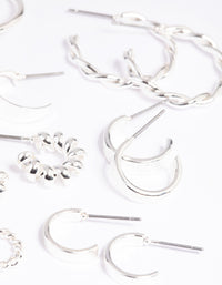 Silver Twisted Hoop Earring 8-Pack - link has visual effect only