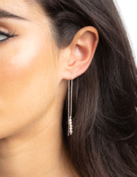 Silver Plated Pearl Thread Through Earrings - link has visual effect only