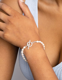 Silver Plated Pearl Fob Bracelet - link has visual effect only