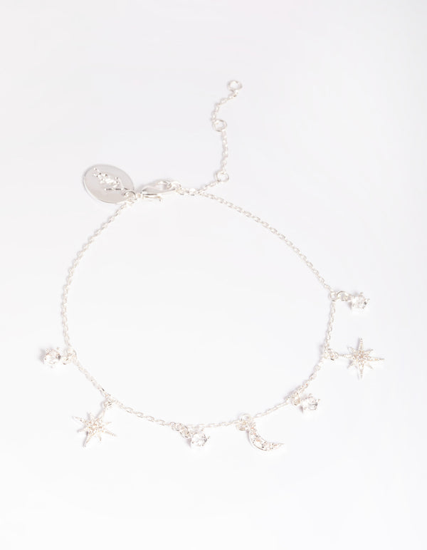 Silver Plated Celestial Star Charm Bracelet