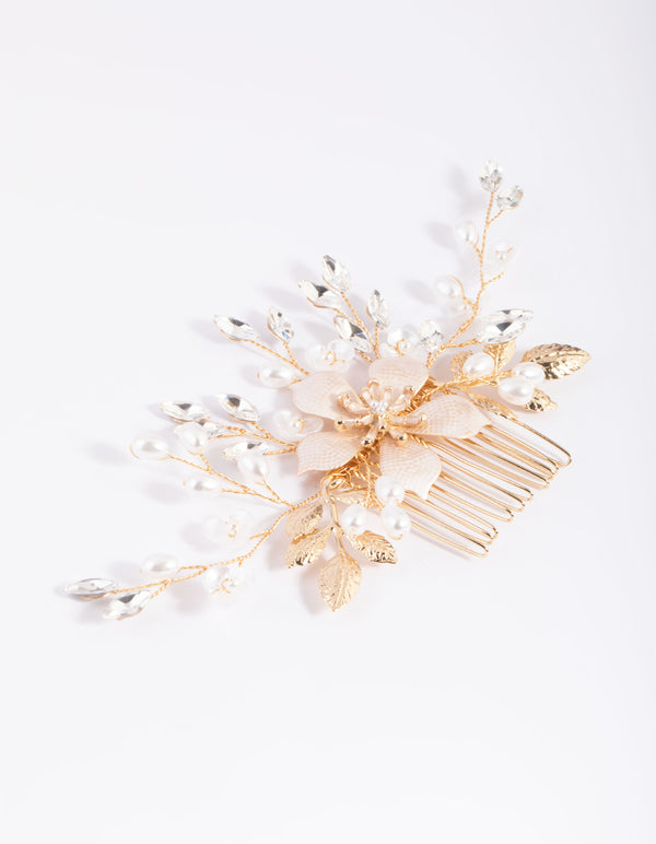 Blush Etched Flower Comb