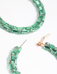 Green Mixed Diamante Hoop Earrings - link has visual effect only