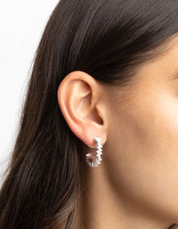 Rhodium Cubic Zirconia Baguette Hoop Earrings - link has visual effect only