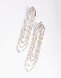 Silver Oval Diamante Drop Earrings - link has visual effect only