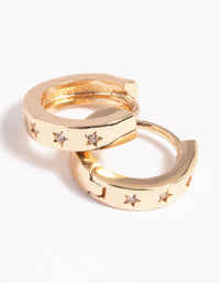 Gold Celestial Huggie Hoop Earrings - link has visual effect only