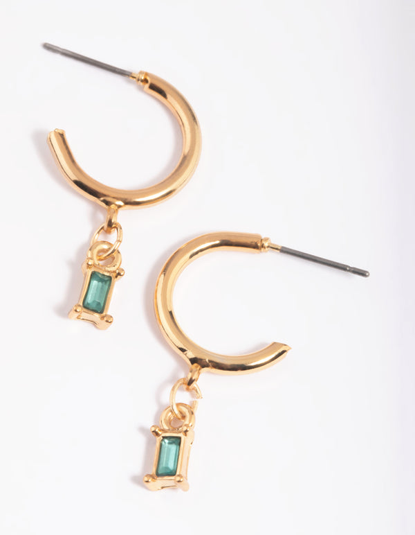 Green Stone Charm Huggie Hoop Earrings - Lovisa