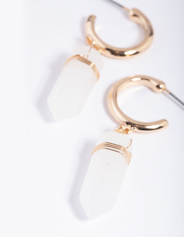 Clear Quartz Shard Hoop Earrings