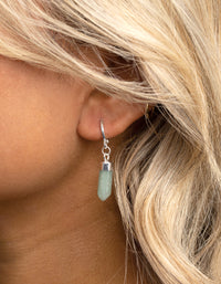 Green Flurite Shard Huggie Hoop Earrings - link has visual effect only