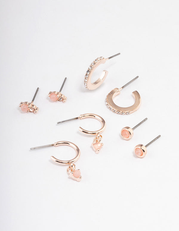 Rose Quartz Diamante Earring Stack Pack