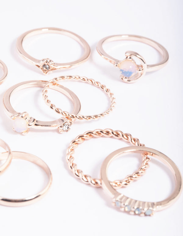 Rose Gold Moon Mixed Ring Stack Pack