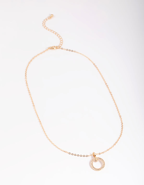 Vintage Gold-tone Bezel Set Diamante Crystal Slipover Rope Necklace 34