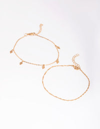 Gold Twist Diamante Anklet Set - link has visual effect only