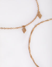 Gold Twist Diamante Anklet Set - link has visual effect only