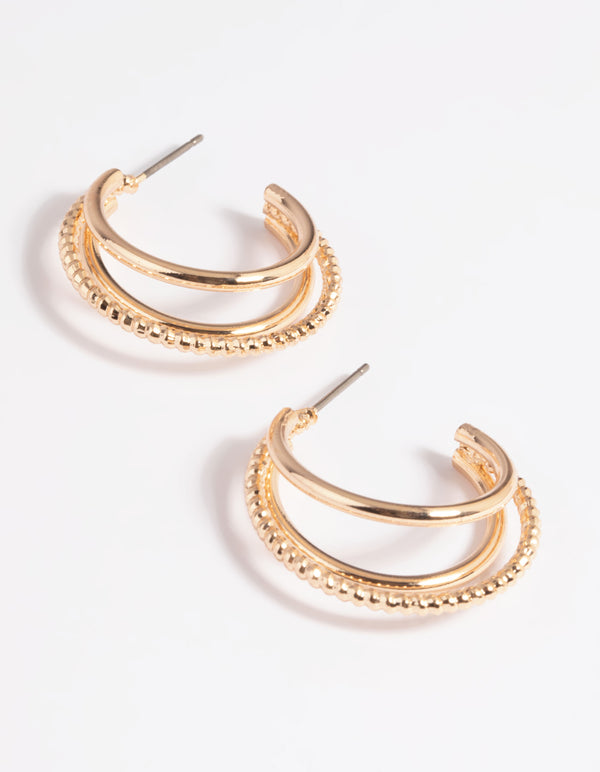 Gold Diamante Hoop Earrings