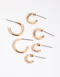 Gold Mixed Text Huggie Hoop Earring Pack - link has visual effect only