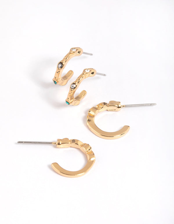 Gold Vintage Huggie Hoop Earring Pack