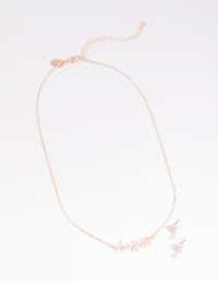 Rose Gold Marquise Flower Necklace & Earrings Set - link has visual effect only