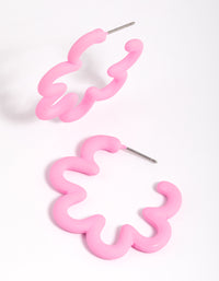 90s Matte Pink Squiggle Hoop Earrings - link has visual effect only
