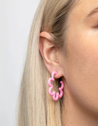 90s Matte Pink Squiggle Hoop Earrings - link has visual effect only