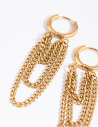 Gold Plated Stainless Steel Chain Drop Earrings - link has visual effect only