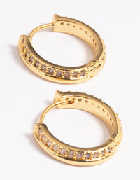 Gold Plated Cubic Zirconia Huggie Hoop Earrings - link has visual effect only