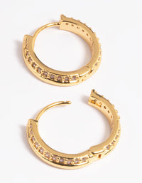 Gold Plated Cubic Zirconia Huggie Hoop Earrings - link has visual effect only