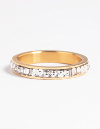 Gold Plated Stainless Steel Cubic Zirconia Ring - link has visual effect only