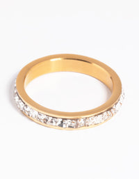 Gold Plated Stainless Steel Cubic Zirconia Ring - link has visual effect only