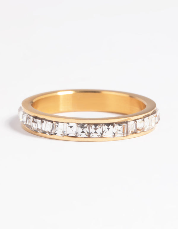 Gold Plated Stainless Steel Cubic Zirconia Ring