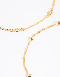 Gold Plated Cubic Zirconia Chain Anklet Set - link has visual effect only