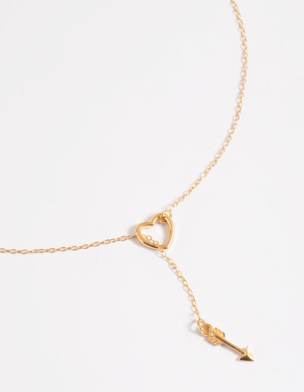 Gold Plated Sterling Silver Heart Thread Necklace