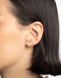 Sterling Silver Heart Huggie Hoop Earrings - link has visual effect only