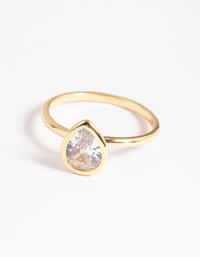Gold Plated Cubic Zirconia Pear Cut Ring - link has visual effect only