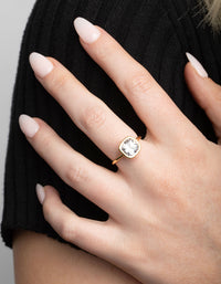 Gold Plated Cubic Zirconia Cushion Cut Ring - link has visual effect only