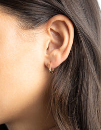 Gold Diamante Rectangular Huggie Hoop Earrings - link has visual effect only