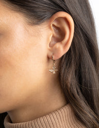 Gold Diamante Butterfly Huggie Hoop Earrings - link has visual effect only