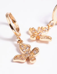 Gold Diamante Butterfly Huggie Hoop Earrings - link has visual effect only