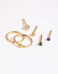 Gold Plated Titanium Green Nose Studs - link has visual effect only