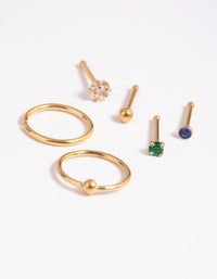 Gold Plated Titanium Green Nose Studs - link has visual effect only