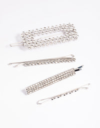 Silver Diamante Mixed Hair Slide 4-Pack - link has visual effect only