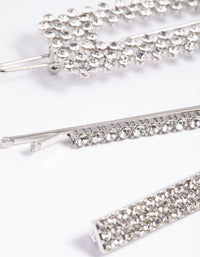 Silver Diamante Mixed Hair Slide 4-Pack - link has visual effect only