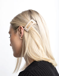 Gold Pearl Rectangular Clip - link has visual effect only
