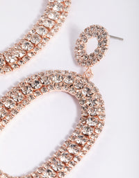 Rose Gold Diamante Oval Drop Earrings - link has visual effect only