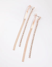 Rose Gold Flat Snake Chain Drop Earrings - link has visual effect only