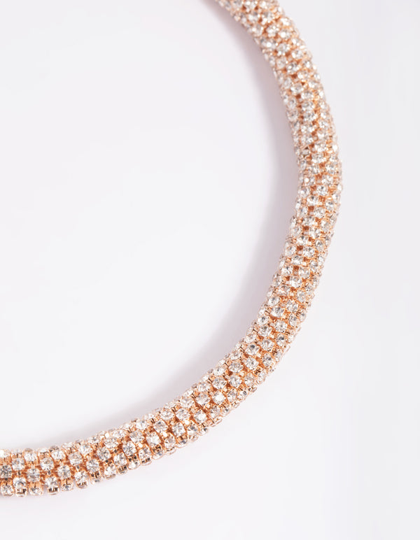 Rose Gold Diamante Tube Necklace