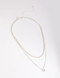 Silver Diamante Layered Necklace - link has visual effect only