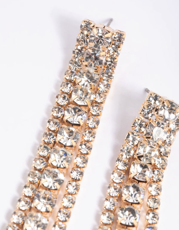 Gold Diamante Circular Drop Earrings