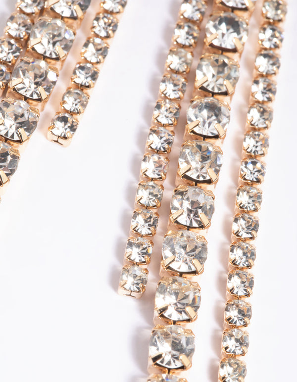 Gold Diamante Circular Drop Earrings